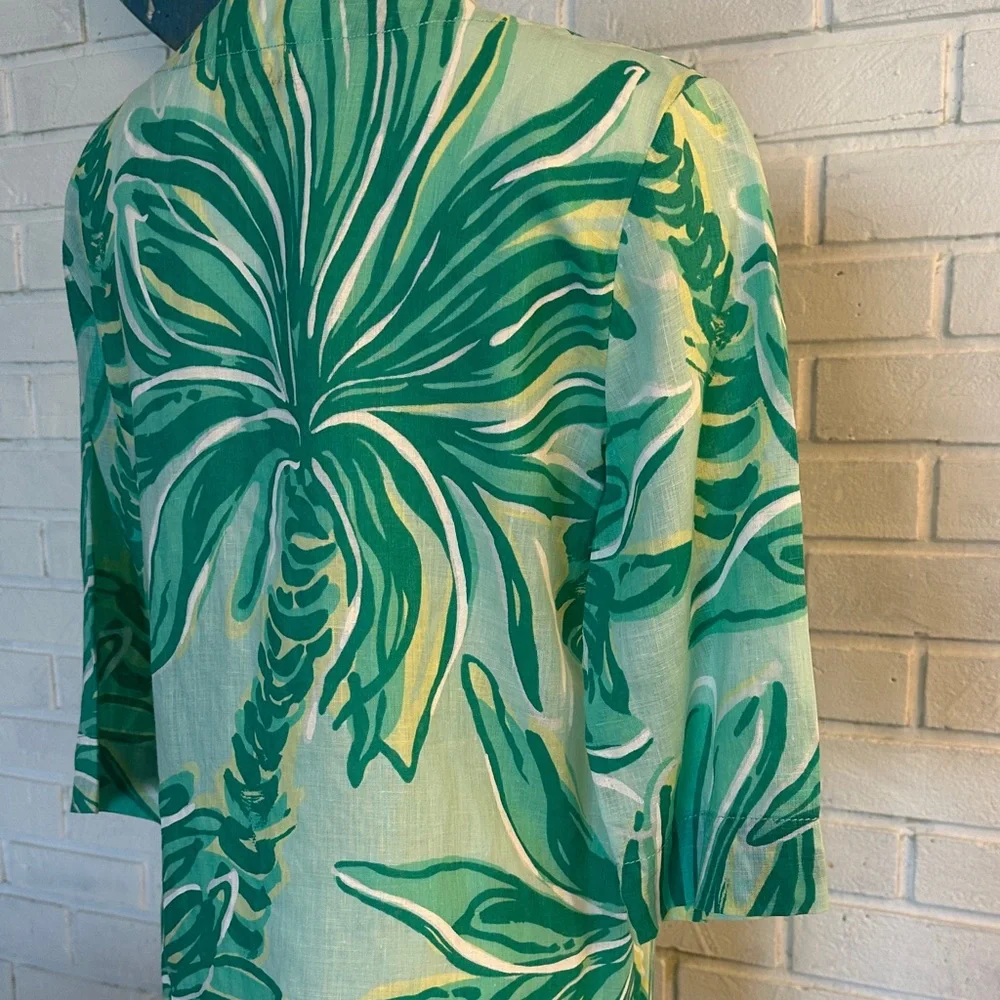 Green Leaf Print Dress - Picture 4 of 5